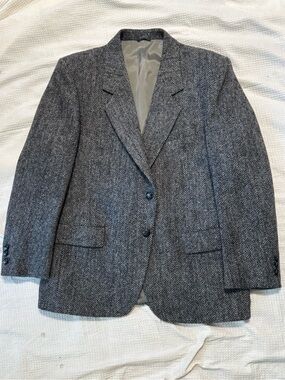 Harris tweed Classic Herringbone Wool Blazer - Gray